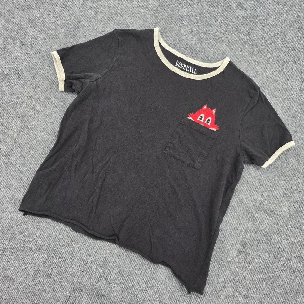 Vans x DabsMyla Ringer T-Shirt Womens Small Black Graphic Pocket Tee - RARE